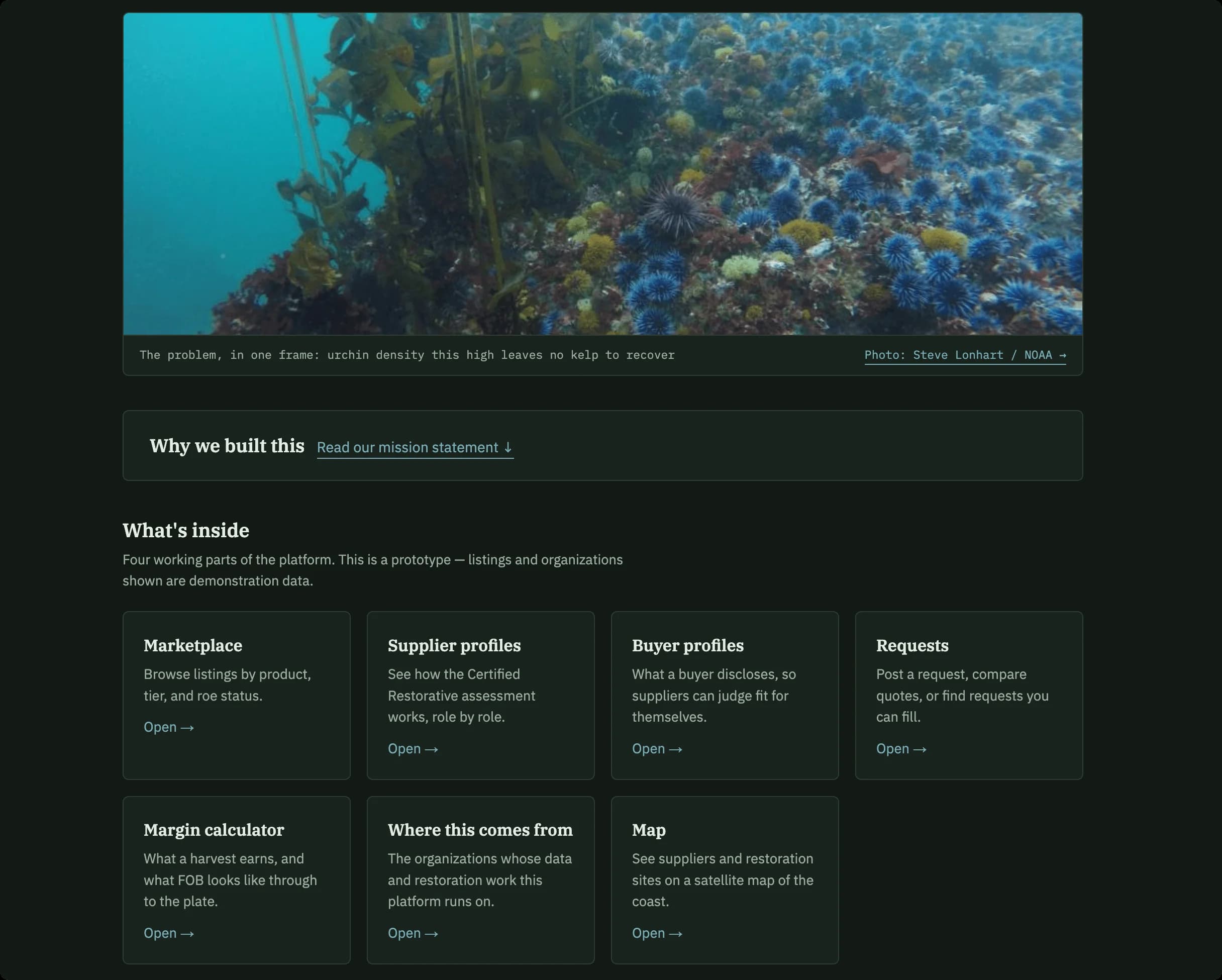 KelpConnect marketplace connecting kelp harvesters, buyers and restoration organizations